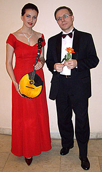 Duet  PrimaVera. Vera Makhan (domra)  and Dmitry Tatarkin (guitar) after concert.
